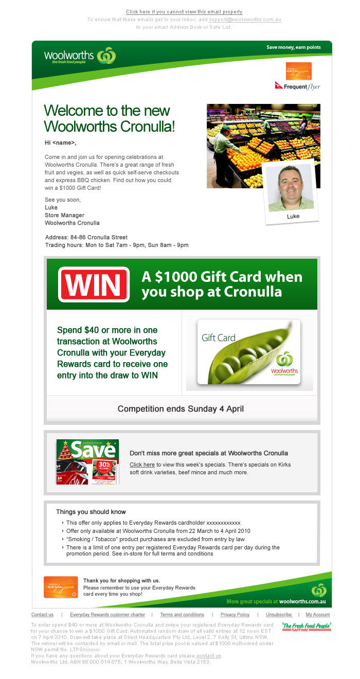 edm Cronulla Woolworths supermarket