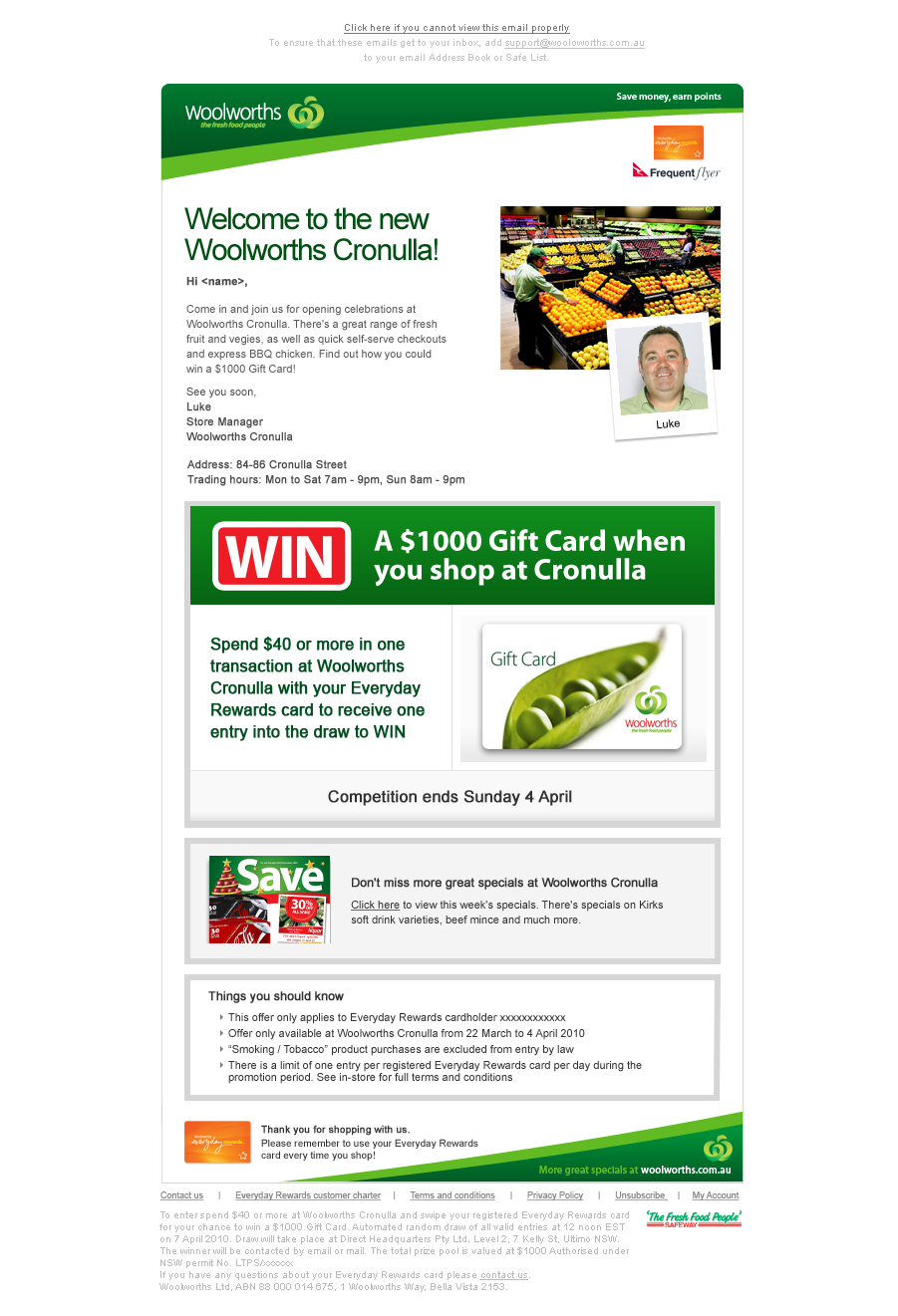 edm Cronulla Woolworths supermarket